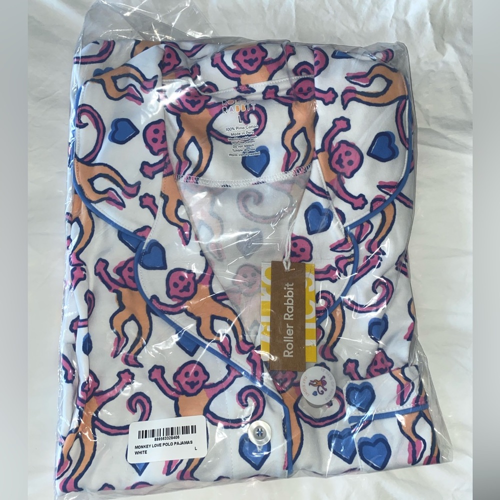 Roller Rabbit Monkey Love Polo Pajamas Exclusive Print NWT